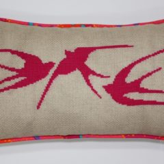 Pink Swallows Cross Stitch